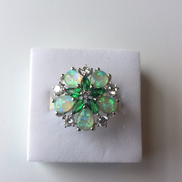 Handmade Jewelry - Stamped 925(sterling silver) Opal, emerald zircon